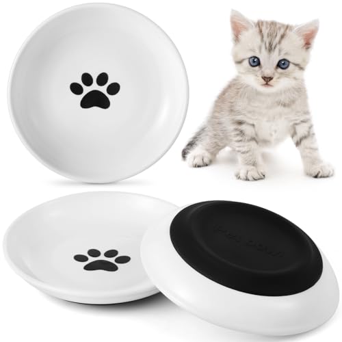 Ceramic Cat Bowls, No Whisker Fatigue Wide Shallow Cat Dishes with Non-Slip Silicone Bottom, Pet Cat Food Water Plates Bowls von Dorakitten