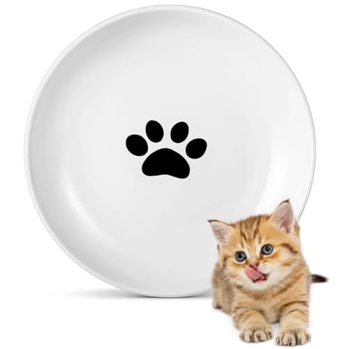 Keramik-Katzenfutterteller: Katzen-Nassfutterschalen/Schnurrhaar, Müdigkeit, Katzenschalen und flache Schalen für Kätzchen und kleine Tiere von Dorakitten