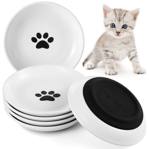 Keramik-Katzennäpfe, 6 Packungen, Keine Ermüdung der Schnurrhaare, breite, Flache Katzennäpfe mit rutschfestem Silikonboden, Futternäpfe für Haustierkatzen, Wasserteller, 15 cm Durchmesser Keramik-Katzennäpfe, 6 Packungen, Keine Ermüdung der Schnurrhaare, breite, Flache Katzennäpfe mit rutschfestem Silikonboden, Futternäpfe für Haustierkatzen, Wasserteller, 15 cm Durchmesser von Dorakitten