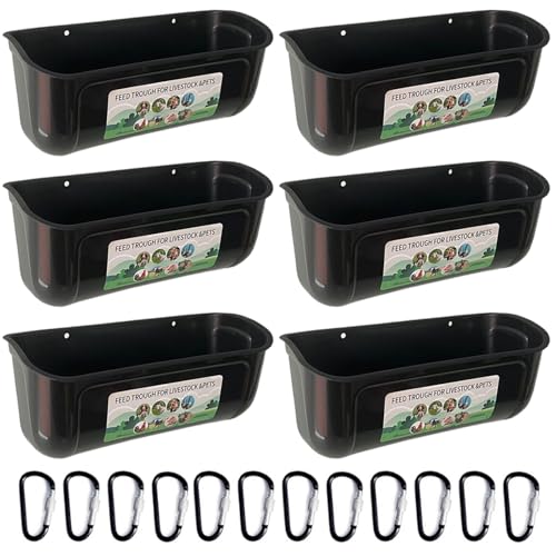 Entenfutterspender, 6 Stück hängender Hühnerfutterspender aus Kunststoff mit D-Schnallenclips, 11, 7 x 4, 9 x 4, 7 Zoll, leicht zu reinigen, Taubentränke, Kükenfutterspender, Hühnerwasserfutterspend von Dorccsi