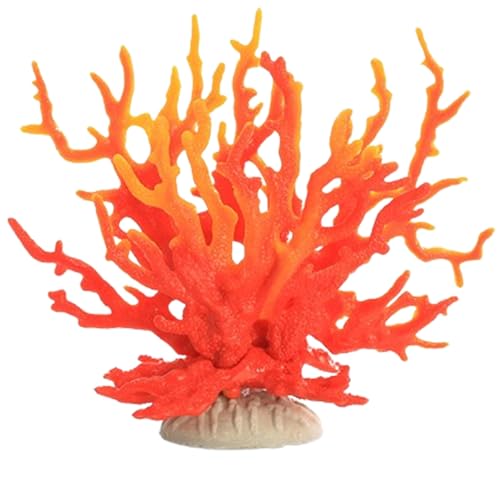 Fischtankpflanzen Künstliche Korallendekoration Künstliche Korallenriff Dekor Gefälschte Korallenschmuck Dekorative lebensechte Korallenskulptur Strandzimmer Dekor für Aquarien Rot Orange von Dorccsi