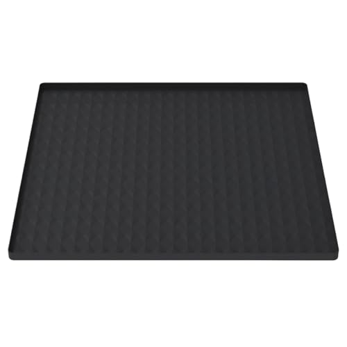 Kühlschrank-Silikonmatte, 60 x 60 cm, erhöhte Kanten, Unterkühlmatte, Bodenschutz, auslaufsicher, waschbar, wärmeisolierend, Waschmaschinenabdeckung für Trockner, Haustierfütterung (schwarz), Waschma von Dorccsi