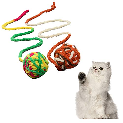 Dorime Long Tail Fuzzy Katzen Wolle Ball Spielzeug Bunte Seil-Kugel-Haustier-Katze Spielzeug Kitten Teaser von Dorime
