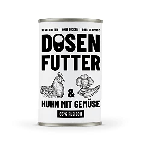 Dosenfutter® RIND MIT GEMÜSE 6x400g | Aus Deutschland | Hoher Fleischanteil | Ohne Getreide | Ohne Zucker | Ohne künstliche Aroma-, Farb- und Konservierungsstoffe (Huhn mit Gemüse 400g) von Dosenfutter