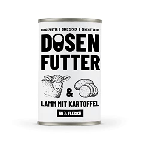 Dosenfutter® RIND MIT GEMÜSE 6x400g | Aus Deutschland | Hoher Fleischanteil | Ohne Getreide | Ohne Zucker | Ohne künstliche Aroma-, Farb- und Konservierungsstoffe (Lamm mit Kartoffel 400g) von Dosenfutter