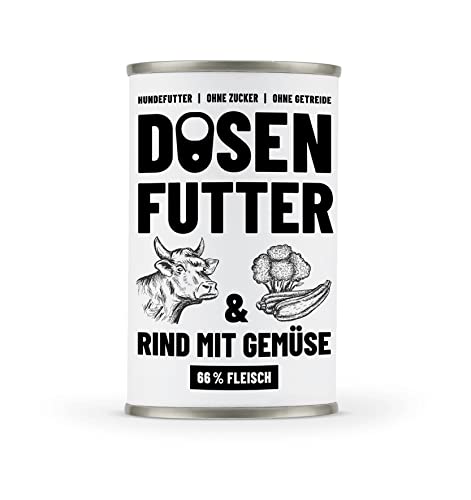 Dosenfutter® RIND MIT GEMÜSE 6x400g | Aus Deutschland | Hoher Fleischanteil | Ohne Getreide | Ohne Zucker | Ohne künstliche Aroma-, Farb- und Konservierungsstoffe von Dosenfutter