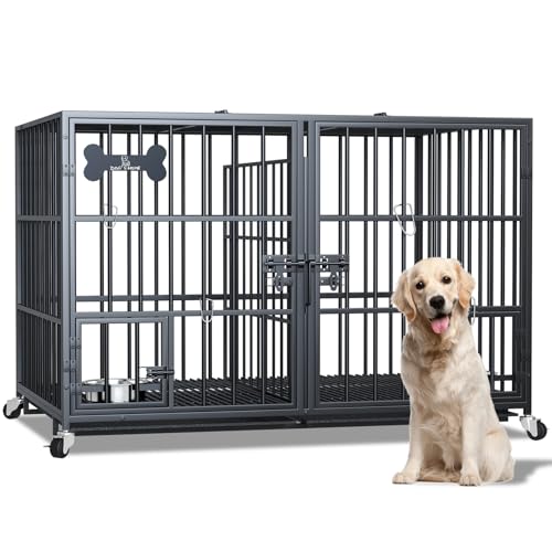 Dosker Robuster Metall-Hundekäfig mit Trennwand für 2 Hunde/große Hunde, komplett aus Metall, ausbruchsicher, mit Rädern, Bodengitter, Tablett, Futternapf, 106,7 cm Dosker Robuster Metall-Hundekäfig mit Trennwand für 2 Hunde/große Hunde, komplett aus Metall, ausbruchsicher, mit Rädern, Bodengitter, Tablett, Futternapf, 106,7 cm von Dosker
