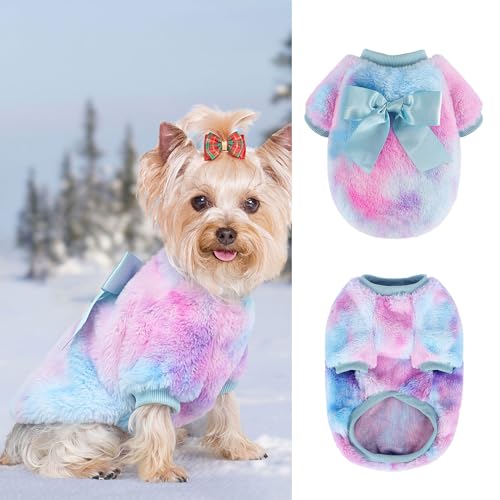 Chihuahua Kleidung Winter Welpen Pullover Hundekleidung für Kleine Hunde Mädchen Warme Teetasse Hundekleidung Hundepullover für Kleine Hunde Tie-Dye Katze Outfits von Dosuyi