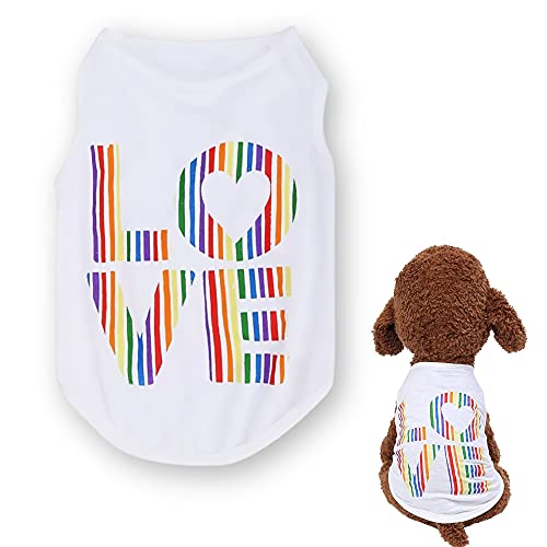 Dosuyi Hunde-T-Shirt für kleine Hunde | Hunde-Liebe bedrucktes T-Shirt | Welpen-Kätzchen ärmellose Weste | Niedliche Hunde-Shirts aus weicher atmungsaktiver Baumwolle (klein) von Dosuyi