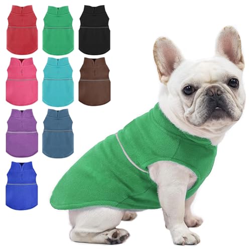 Fleece-Weste, Hundepullover, Winterkleidung für kleine Hunde, Jungen oder Mädchen, warmer Pullover, Fleece, Welpenpullover, weich, dehnbar, warme Weste, Haustierjacke (Grün, XS) von Dosuyi