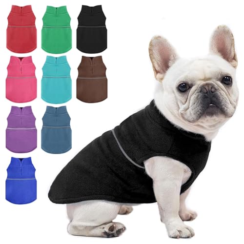 Fleece-Weste, Hundepullover, Winterkleidung für kleine Hunde, Jungen oder Mädchen, warmer Pullover, Fleece, Welpenpullover, weich, dehnbar, warme Weste, Haustierjacke (Schwarz, XS) von Dosuyi