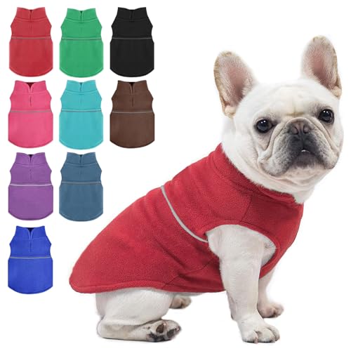 Fleece-Weste, Hundepullover, Winterkleidung für kleine Hunde, Jungen oder Mädchen, warmer Pullover, Fleece-Welpenpullover, weich, dehnbar, warme Weste, Haustierjacke (Hellrot, Größe XXS) von Dosuyi