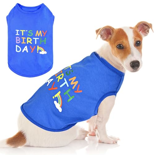 Hunde-Geburtstagshemd und -hut, Hunde-Geburtstags-Outfit, Partyzubehör, kleine Hundekleidung, It's My Birthday-Weste, Schild, Katzen-Geburtstagshut (Geburtstagsweste, klein) von Dosuyi