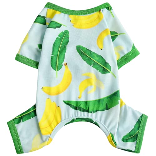 Hunde-Pyjama, Frühlings- und Sommer-Hundekleidung für kleine Hunde, Mädchen, Jungen, weich, dehnbar, Welpenkleidung, Einteiler, Katze, Haustier, Jammies-Outfit (grüne Banane, Größe L) von Dosuyi