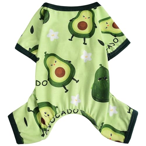 Dosuyi Hunde-Pyjama, Frühlings- und Sommer-Hundekleidung für kleine Hunde, Mädchen, Jungen, weich, dehnbar, Welpenkleidung, Einteiler, Katze, Haustier-Jammies-Outfit (Avocado, Größe XS) von Dosuyi