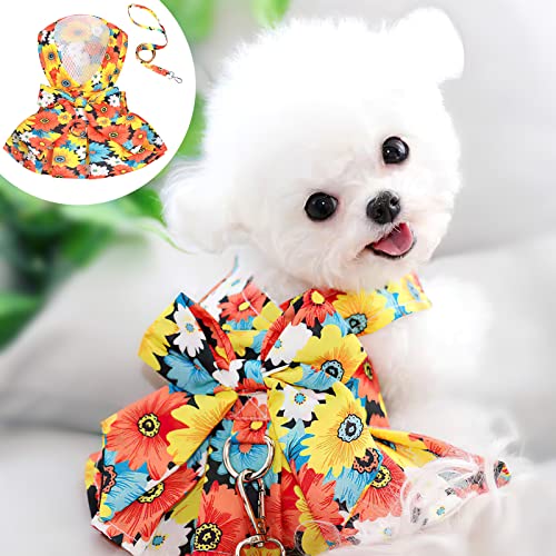 Hundegeschirr-Kleid mit Leine, Set, floraler Welpen, Mädchenrock, Hunde, einteilig mit D-Ring, Frühling, Sommer, Haustierkleidung für Spaziergänge, Hunde-Outfits, Katzenbekleidung (Orange, XX-Large) Hundegeschirr-Kleid mit Leine, Set, floraler Welpen, Mädchenrock, Hunde, einteilig mit D-Ring, Frühling, Sommer, Haustierkleidung für Spaziergänge, Hunde-Outfits, Katzenbekleidung (Orange, XX-Large) von Dosuyi