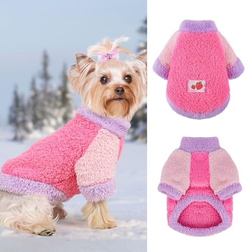 Hundekleidung Hundepullover für kleine Hunde Mädchen Junge Herbst Winter Warm Fleece Kleine Hund Pullover Rollkragen Sweatshirt Welpen Outfits Haustier Kleidung Katze Pullover Chihuahua Yorkie Jacke von Dosuyi