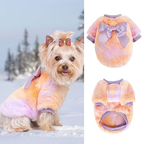 Hundepullover, warmer Fleece-Hundepullover für kleine Hunde, Mädchen, Jungen, Winter, Batik, Welpenkleidung für Chihuahua, Yorkie, Shih Tzu, Teetasse, Hunde-Outfit, kaltes Wetter, Haustier-Sweatshirt, von Dosuyi