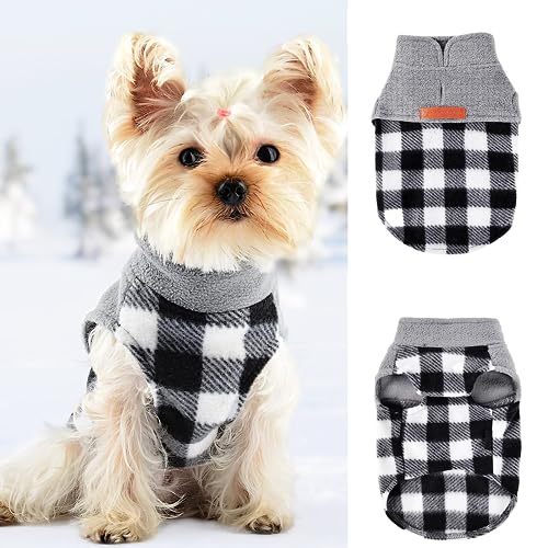 Hundepullover für kleine Hunde, Mädchen, Jungen, kariert, Chihuahua-Kleidung, kleine Hundekleidung, Welpen-Shirt, Kleidung, Katze, Yorkie, Hunde-Sweatshirt, kariert, Schwarz, Größe M Hundepullover für kleine Hunde, Mädchen, Jungen, kariert, Chihuahua-Kleidung, kleine Hundekleidung, Welpen-Shirt, Kleidung, Katze, Yorkie, Hunde-Sweatshirt, kariert, Schwarz, Größe M von Dosuyi