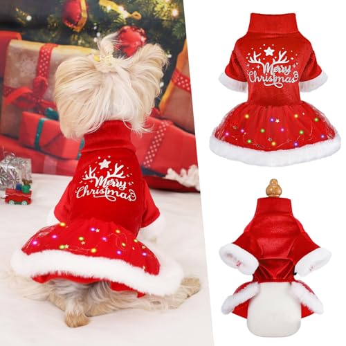 Weihnachtskleid für Hunde, leuchtendes Haustier-Weihnachtskostüm, Outfit, Herbst, Winter, Welpen, Pullover für kleine Hunde, Mädchen, Katzen, Kleidung für Haustiere Weihnachtskleid für Hunde, leuchtendes Haustier-Weihnachtskostüm, Outfit, Herbst, Winter, Welpen, Pullover für kleine Hunde, Mädchen, Katzen, Kleidung für Haustiere von Dosuyi