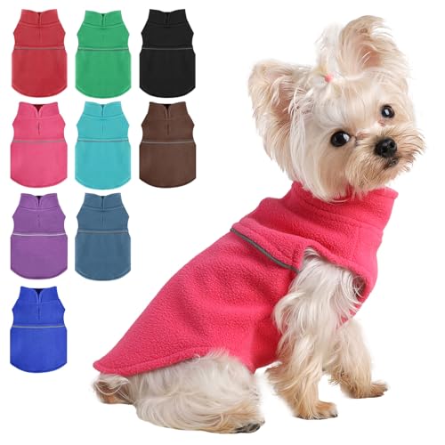 Fleece-Weste, Hundepullover, Winterkleidung für kleine Hunde, Jungen oder Mädchen, warmer Pullover, Fleece-Welpenpullover, weich, dehnbar, warme Weste, Haustierjacke (Rosarot, Größe XXS) Fleece-Weste, Hundepullover, Winterkleidung für kleine Hunde, Jungen oder Mädchen, warmer Pullover, Fleece-Welpenpullover, weich, dehnbar, warme Weste, Haustierjacke (Rosarot, Größe XXS) von Dosuyi