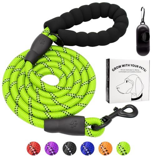 Dote on Hundeleine mit weich gepolstertem Griff, 1,2/1,5/1,8 m, strapazierfähiges, reflektierendes Seil, Hundeleine, komfortables Design, Metall-Karabiner-Clip für kleine, mittelgroße und große Hunde Dote on Hundeleine mit weich gepolstertem Griff, 1,2/1,5/1,8 m, strapazierfähiges, reflektierendes Seil, Hundeleine, komfortables Design, Metall-Karabiner-Clip für kleine, mittelgroße und große Hunde von Dote on