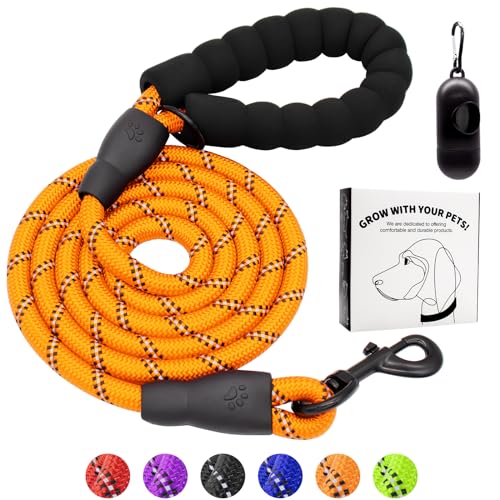 Dote on Hundeleine mit weich gepolstertem Griff, 1,2/1,5/1,8 m, strapazierfähiges, reflektierendes Seil, Hundeleine, komfortables Design, Metall-Karabiner-Clip für kleine, mittelgroße und große Hunde Dote on Hundeleine mit weich gepolstertem Griff, 1,2/1,5/1,8 m, strapazierfähiges, reflektierendes Seil, Hundeleine, komfortables Design, Metall-Karabiner-Clip für kleine, mittelgroße und große Hunde von Dote on