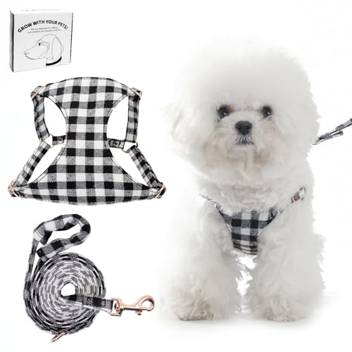 Dote on No Pull Hundegeschirr und Leine, weich, verstellbar, für Welpen und Katzen, floral/kariert, ausbruchsicher, Haustierweste, Geschirr für extra kleine/kleine mittelgroße Hunde, Schwarz kariert, Dote on No Pull Hundegeschirr und Leine, weich, verstellbar, für Welpen und Katzen, floral/kariert, ausbruchsicher, Haustierweste, Geschirr für extra kleine/kleine mittelgroße Hunde, Schwarz kariert, von Dote on