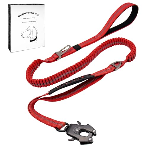 Dote on Taktische Hundeleine mit gepolsterten Griffen, stoßdämpfendes Bungee, strapazierfähig, reflektierend, starkes Design, Metall-Karabinerhaken, Auto-Sicherheitsgurt für mittelgroße und große Dote on Taktische Hundeleine mit gepolsterten Griffen, stoßdämpfendes Bungee, strapazierfähig, reflektierend, starkes Design, Metall-Karabinerhaken, Auto-Sicherheitsgurt für mittelgroße und große von Dote on