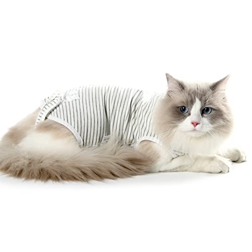Dotoner Cat Professional Recovery Anzug, chirurgische Erholung Shirt für Bauchwunden Bandagen Kegel Alternative für Katzen nach Operationen medizinischer Anzug weiche Haustierkleidung Indoor(Grey,M) von Dotoner