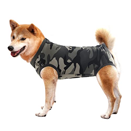 Dotoner Krankenhausanzug für Hunde und Katzen, Wundschutz für Welpen, medizinische Kleidung, nach Operationen, Ersatzkragen und Kegel (M, Camouflage) von Dotoner