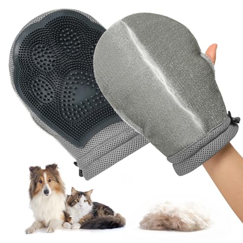 Tierhaarentferner Handsсhuh Doppelseitig Elektrostatischer Haarentfernungshandschuh für Katze & Hund, Antistatischer Fellmagnet für Bettwäsche/Kleidung/Sofa (Wiederverwendbar) - 1 Stück von Dotoner