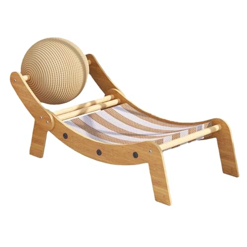 Dottduya Katzenhängematte Stuhl | Kratzstuhl Mit Spielball | Abriebfeste Wellpappe Haustiermöbel Für Drinnen Draußen Terrasse Sonnenbad Nutzung von Dottduya