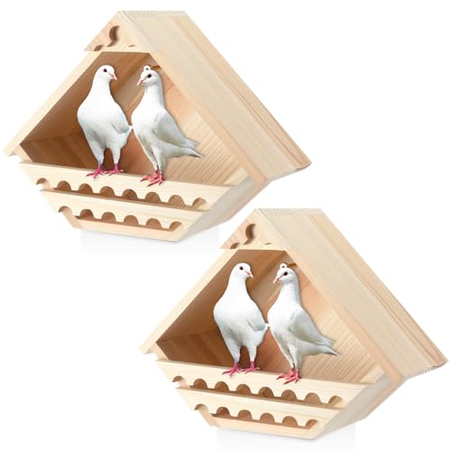 DoubleFill 2 Stück Zederntaube Nistkasten Vogelhaus Outdoor Holz Dreieckige Öffnung Vogelhaus für Tauben Nist- und Überdachungsplattform Gartendekoration von DoubleFill