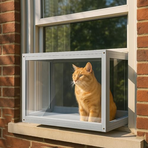 DoubleFill Catio Katzen-Fensterbox aus Acryl, für den Außenbereich, mit wasserdichter, transparenter Oberseite, passend für doppelt hängende Holzrahmen, 61 cm bis 91,4 cm breit, zum Sonnenbaden DoubleFill Catio Katzen-Fensterbox aus Acryl, für den Außenbereich, mit wasserdichter, transparenter Oberseite, passend für doppelt hängende Holzrahmen, 61 cm bis 91,4 cm breit, zum Sonnenbaden von DoubleFill