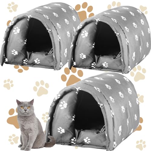 DoubleFill Katzenhäuser für Outdoor-Katzen, Winter, wetterfest, isoliert, streunende Wildkatze, Hundehütte, wasserdichte Haustierhöhle, Wildtiere, Knochen, 41,9 x 30,5 x 27,9 cm, 3 Stück von DoubleFill