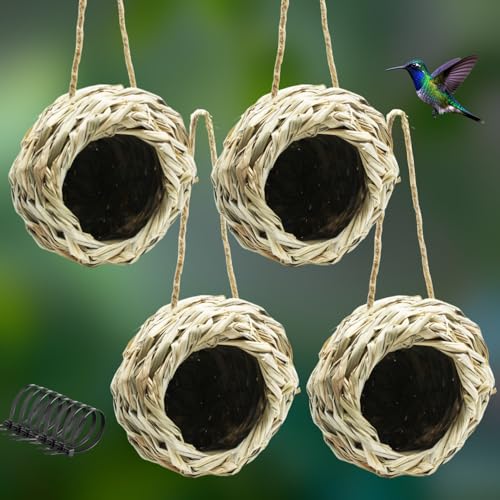 Kolibri-Häuser für draußen, 4 Stück, Hängenest, natürliches Gras, Vogelhütte, gewebtes Kolibrihaus, großes Zaunfinken-Vogelhaus für Gartenfenster, Outdoor-Heimdekoration Kolibri-Häuser für draußen, 4 Stück, Hängenest, natürliches Gras, Vogelhütte, gewebtes Kolibrihaus, großes Zaunfinken-Vogelhaus für Gartenfenster, Outdoor-Heimdekoration von DoubleWood