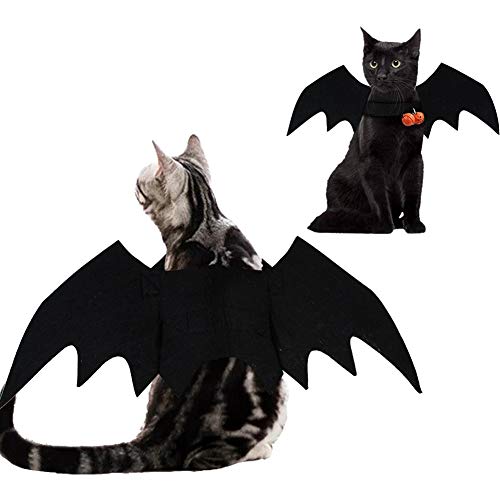 Doubleer Haustiere Fledermausflügel, Kostüm für Katzen, Haustiere Kostüme Kleidung Halloween Kürbisse Glockenkatzen Fledermausflügel Cosplay Fledermaus Kostüm für Hündchen Katze von Doubleer