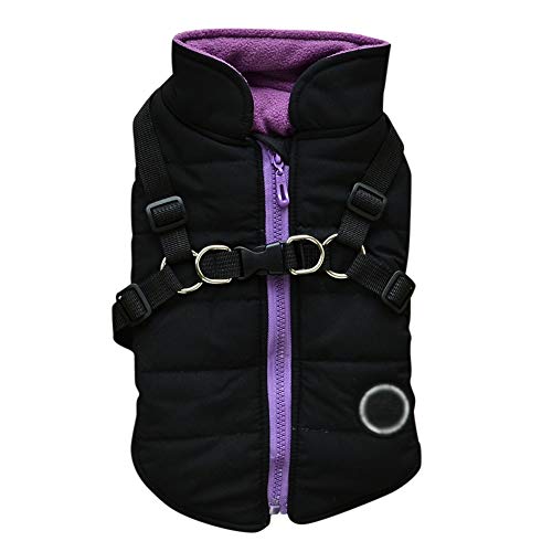 Doubleer Hundemantel Mit Trapezloch Wasserdicht Hundekleidung Bekleidung Winterjacke Warme Weste Haustier-Outfit Mäntel für kleine, mittelgroße Hunde, 4 Farben, 6 Größen von Doubleer