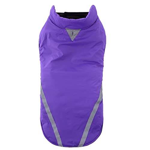 Doublehero Fleecejacke Winterjacken für Hunde wasserdichter Haustiermantel Winterwarmer Hundemantel für kleine mittelgroße Hunde Regenmantel Für Hunde Mit Geschirr (1-Purple, S) von Doublehero