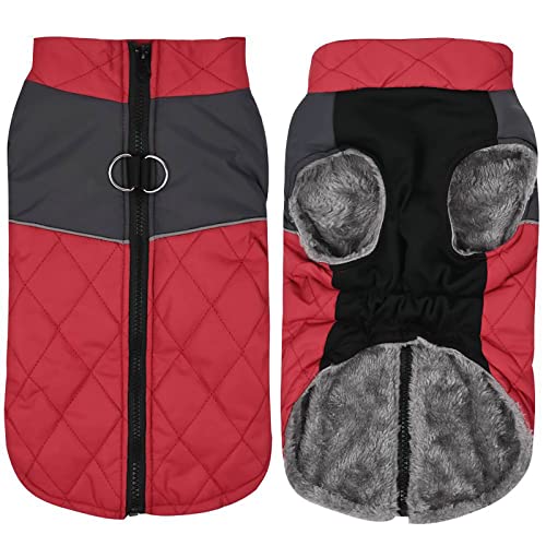 Fleecejacke Winterjacken für Hunde wasserdichter Haustiermantel Winterwarmer Hundemantel für kleine mittelgroße Hunde Regenmantel Für Hunde Mit Geschirr (Red, XS) von Doublehero