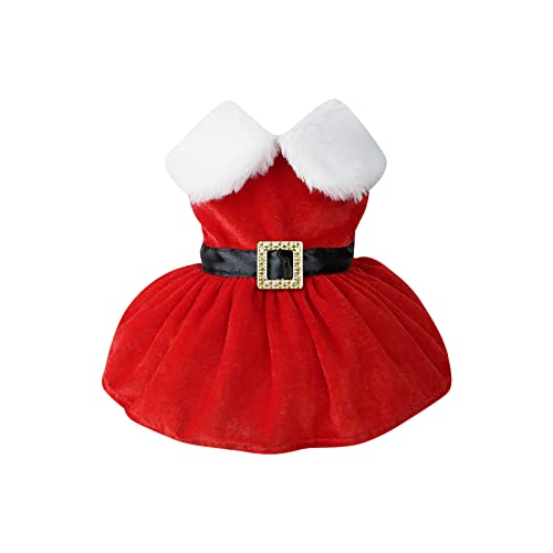 Haustier Kleidung Prinzessin Rock Santa Dog Christmas Outfit Thermal Holiday Puppy Costume Dress Pet Clothes Spielzeugpudel Kleidet Sommer (E-Black, S) von Doublehero