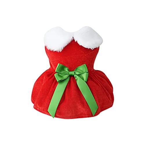 Haustier Kleidung Prinzessin Rock Santa Dog Christmas Outfit Thermal Holiday Puppy Costume Dress Pet Clothes Spielzeugpudel Kleidet Sommer (E-Green, S) von Doublehero