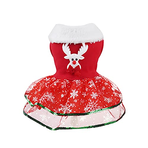 Haustier Kleidung Weihnachten Pet Christmas Print Dress Outfit Thermal Holiday Puppy Costume Dress Pet Clothes Hundepulli Fleece (Red, XL) von Doublehero