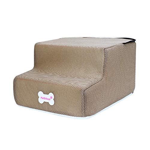 Haustiertreppe Hundetreppe Katzentreppe,Doublehero Treppe mit Plüschbezu Leiter Treppe Zum Bett Kletterleiter Abziehbar Bezug Bett Tierrampe Haustierprodukte 30 * 35 * 20cm (Khaki) von Doublehero