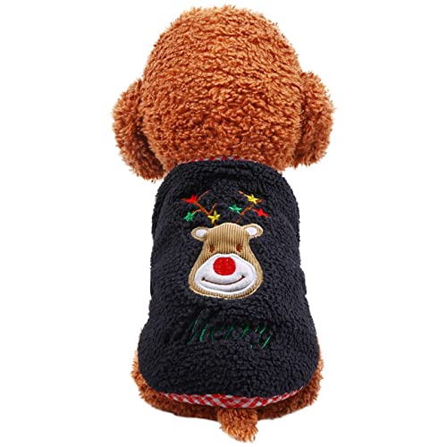 Hundekostüm Weihnachten Weihnachts-Schneemann-Katze-Haustier-Kleidung Feiertags-Weihnachtsschneemann-Lamm-Woll-warme Hunderegenmantel Wasserdicht (Black, XL) von Doublehero