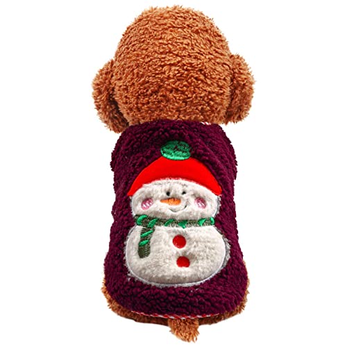 Hundekostüm Weihnachten Weihnachts-Schneemann-Katze-Haustier-Kleidung Feiertags-Weihnachtsschneemann-Lamm-Woll-warme Hunderegenmantel Wasserdicht (Purple, L) von Doublehero