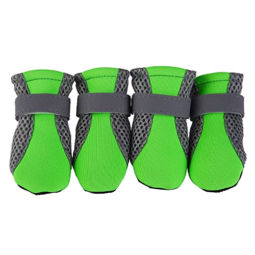 Doublehero Hundeschuhe Hundestiefel, rutschfeste Schuhe mit reflektierenden Streifen, Starke, rutschfeste Sohlen, Sportschuhe für Haustiere, 4-teiliges Set Hausschuhe 47 (Green-2, XL) von Doublehero
