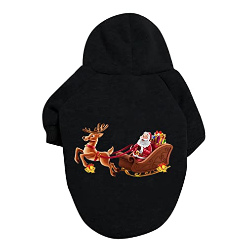 Winter Warme Jacke für kleine mittelgroßer Weihnachten Weihnachten Deer Santa Hundepullover Hundekleidung Kostüm Haustierkostüm Haustierkostüm Kleine Hunde Wintermantel (Black, 9XL) von Doublehero