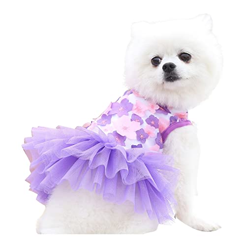 Hundehemd Kleidung Hawaii Freizeithemd Kleid Haustierbedarf Haustier Pfirsich Haustier süßes Kleid Frühling Hund Frühling Baumwolle Sommer und Kleidung Baumwolle Kleidung Für Hunde (Purple #3, XL) von Doublehero